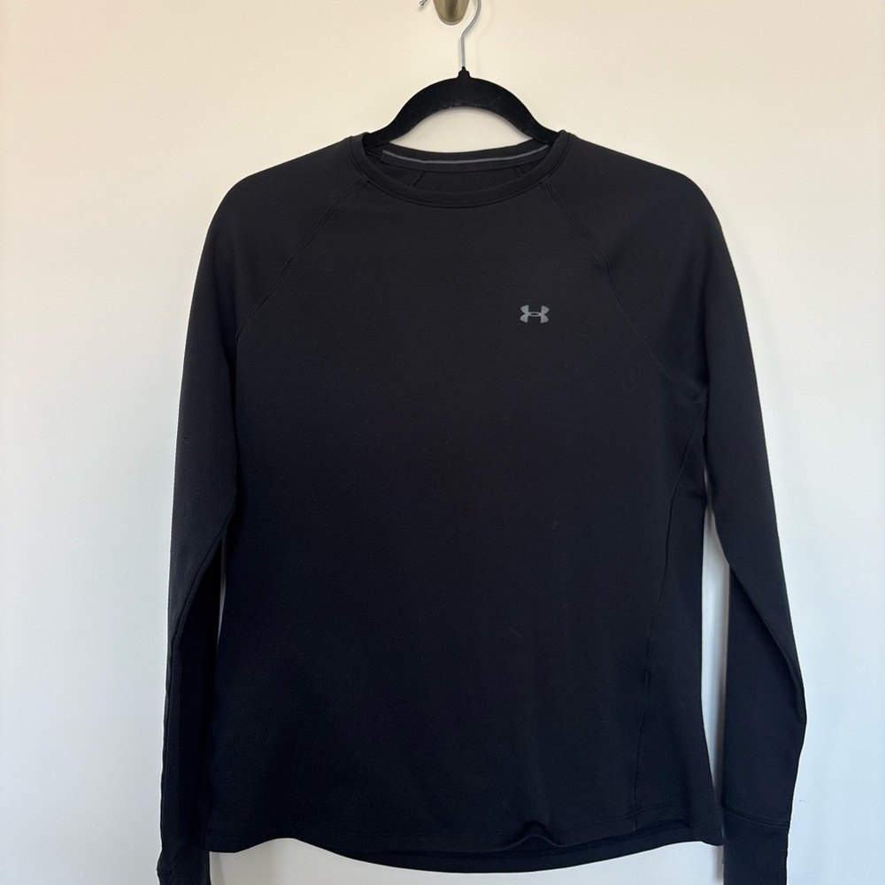 Under Armour Classic Logo ColdGear Black Fitted Long Sleeve Top Women’s Large - Picture 2 of 11